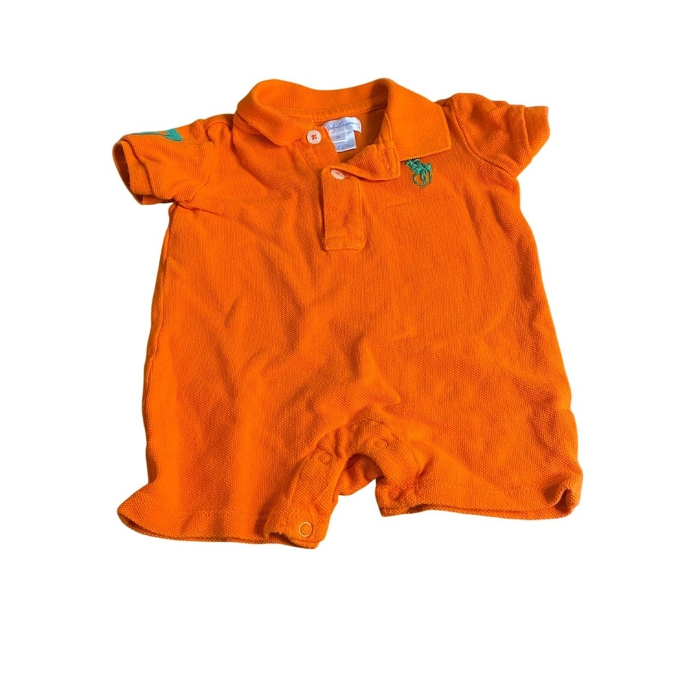 Ralph Lauren orange‎ short sleeve shorts baby boy one piece SIZE 3M